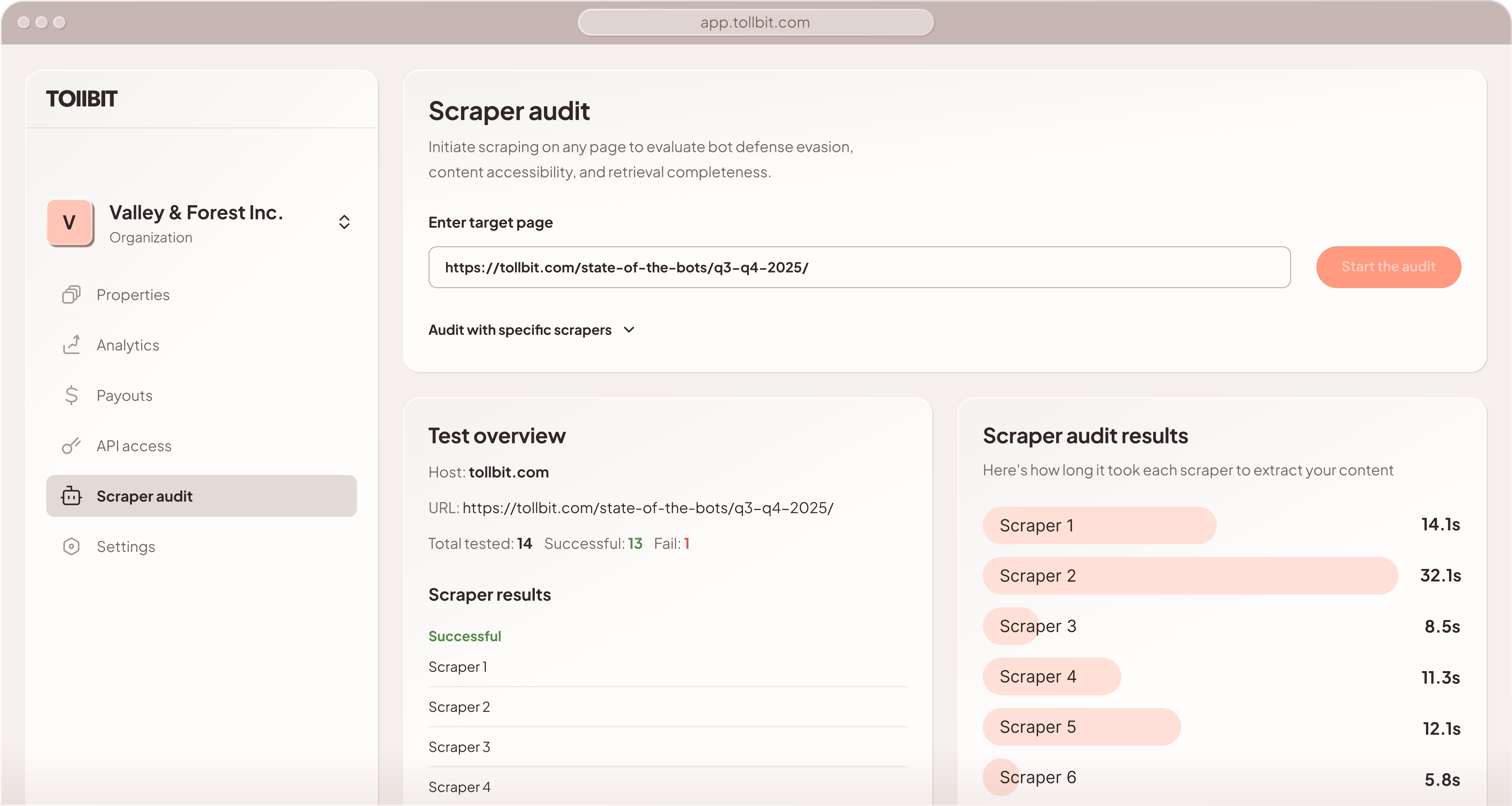 Scraper Audit Tool